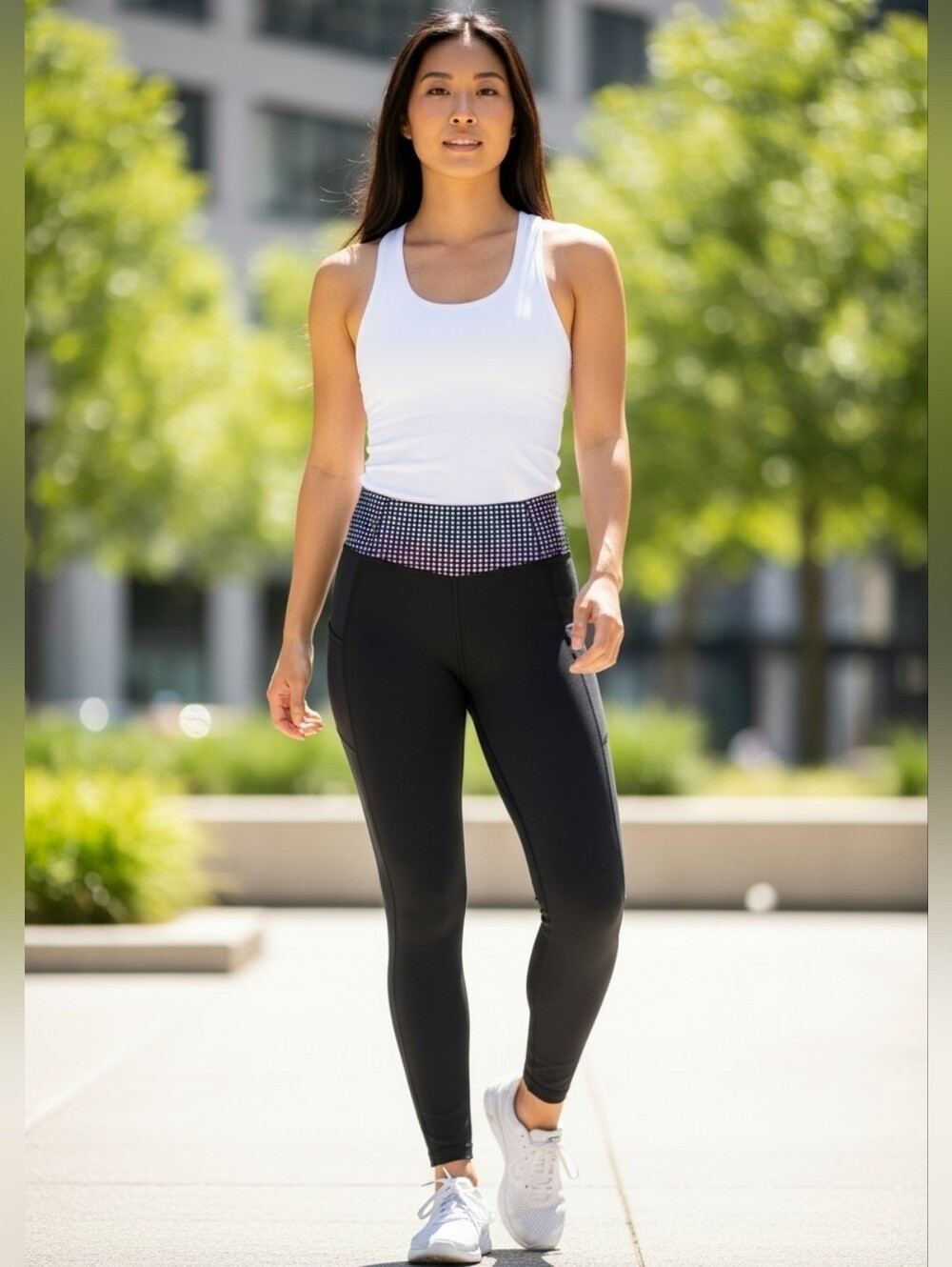 🎉 3/ $30 Lululemon Women's High-Waisted Tight Black Patterend Waistband Size 6